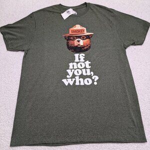 Smokey Bear "If Not You, Who?" Graphic T-Shirt (Green) large NWT